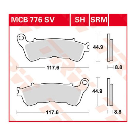 Pastillas de Freno Delanteras TRW Orgánicas para Honda Shadow VT750 10-16